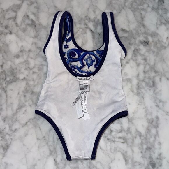 NWOT DOLCE & GABANA BABY MAJOLICA- PRINT ONE PIECE SWIMSUIT 3/6M - Picture 9 of 11